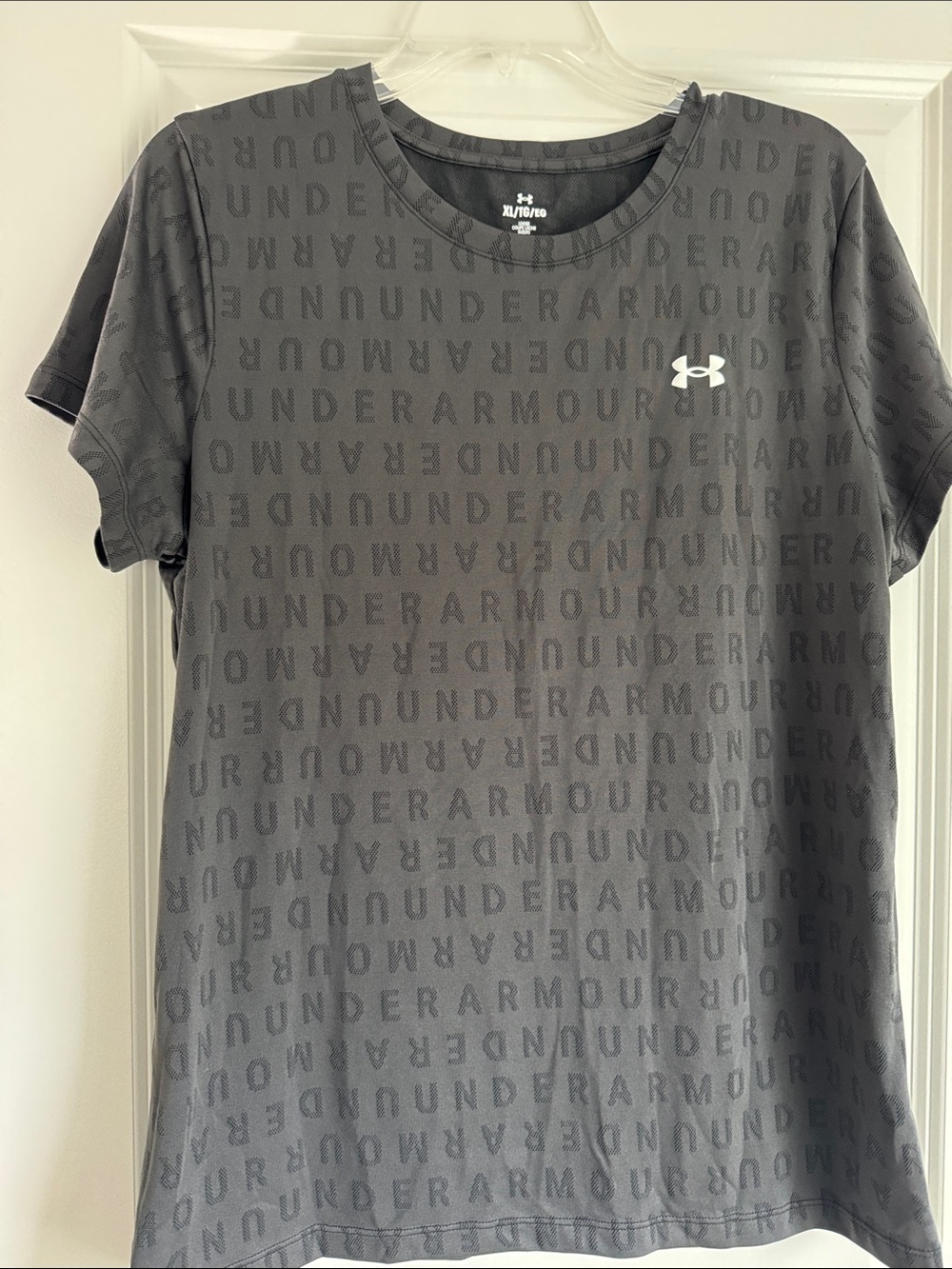 Under Armour Charcoal Gray Logo Print Performance Tee